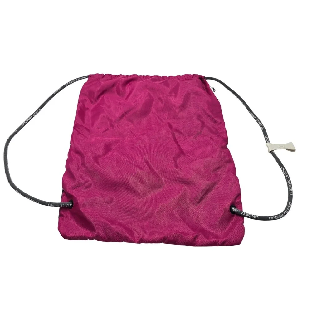 Under Armour Ozsee Sackpack Drawstring Bag Pink Gray Gym Backpack 1261954 OSFA
